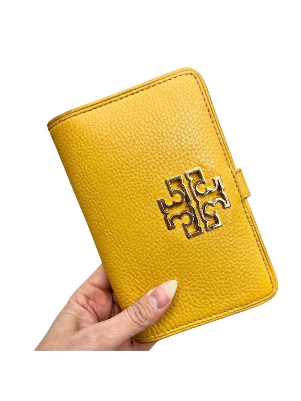 Rare Tory Burch Britten smartphone wallet case yellow pebbled leather
